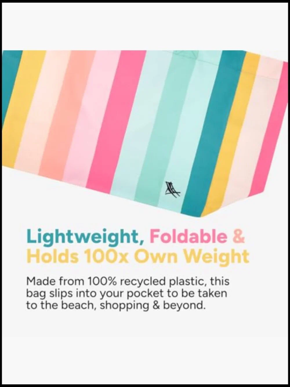 Everyday Beach Tote Bag Reusable Eco-Friendly Lightweight Foldable Carrier